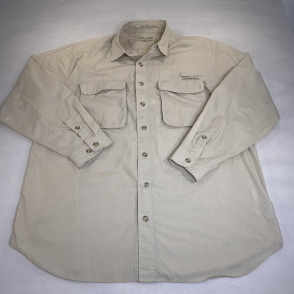 ExOfficio Shirt Mens XL Insect Shield Beige Button Up Long Sleeve Outdoor - Picture 1 of 14